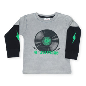 Mish Loud Records 2fer l/s Tee ~ Heather/Black
