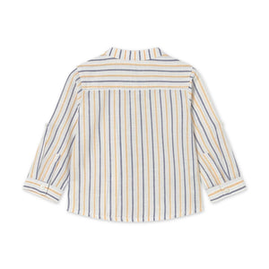 Mayoral Baby Boy Striped Mao Collar l/s Linen Shirt ~ Peach