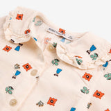 Bobo Choses Baby Blossom Print Woven Blouse & Corduroy Pants Set ~ Off-White/Dark Green