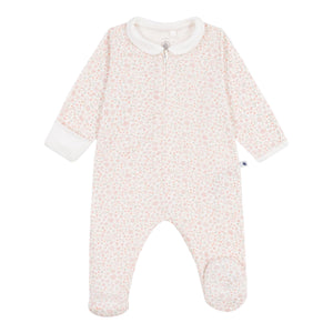Petit Bateau Front Zip Floral Print Footie w/ Collar ~ Multi