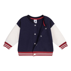 Petit Bateau Baby Varsity Jacket ~ Navy/White