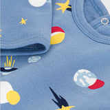 Petit Bateau Back Snap Space Print Footie ~ Blue Multi