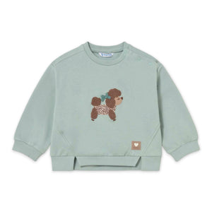 Mayoral Baby Girl Parisian Poodle Sweatshirt & Leopard Print Corduroy Pants Set ~ Anise/Walnut