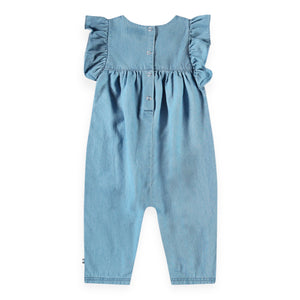 Molo Baby Fifi Chambray Romper ~ Sky Indigo