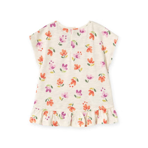 Mayoral Baby Girl s/s Printed T-Shirt w/ Ruffle ~ Flowers/Natural