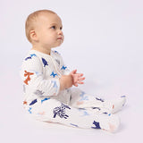Petit Bateau Front Snap Dogs Print Footie ~ White Multi