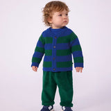 Petit Bateau Baby Knit Striped Cardigan ~ Blue/Green