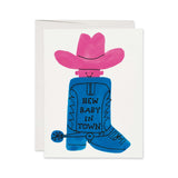 Red Cap Cards Cowboy Boot Baby Card