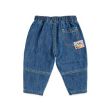 Bobo Choses Baby Pixel Abduction l/s T-shirt & Taxi Saurus Denim Pants Set ~ Red/Midnight Blue