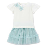 Mayoral Girls Embellished Top & Tulle Skirt Set ~ Lake