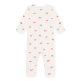 Petit Bateau Front Snap Crab Print Footie ~ White Multi