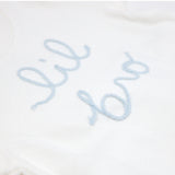 Oh Baby! "Lil Bro" Embroidered 2pc Set ~ Cream/Sky Blue