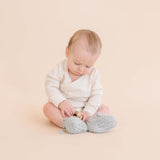 The Blueberry Hill Classic Knit Baby Booties ~ Bowie Grey