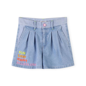 Billieblush Denim Shorts w/ Pleats 7-12 ~ Double Stone & Bleach