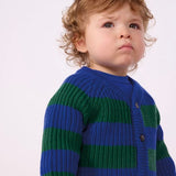 Petit Bateau Baby Knit Striped Cardigan ~ Blue/Green