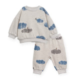 Play Up Baby Cloud Print Sweatshirt & Sweatpants Set ~ Heather/Blue