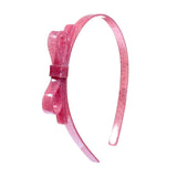 Lilies & Roses Thin Bow Headband ~ Vintage Pink Glitter