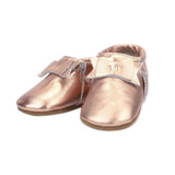 Zutano Leather Bow Moccasins ~ Rose Gold