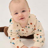Bobo Choses Baby Blossom Print Woven Blouse & Corduroy Pants Set ~ Off-White/Dark Green