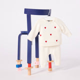 Petit Bateau Knit Heart Sweater & Pants Set ~ White/Red