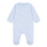 Petit Bateau Front Snap Moon & Star Print Footie w/ Collar ~ Blue