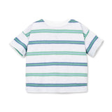 Play Up Baby Striped T-Shirt & Woven Pants Set ~ White/Dark Mint