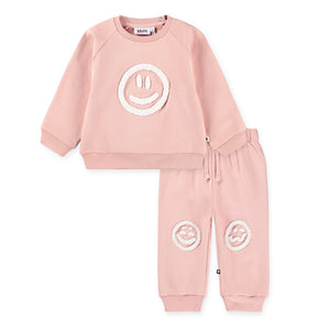 Molo Baby Disc Sweatshirt & Simeon Sweatpants Set ~ Rose Cloud