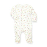 Tun Tun Milan Side Snap Pointelle Footie ~ Flowers/Natural
