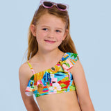 Seafolly Girls Printed Shoulder Frill Bikini ~ Cuba Multi
