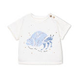 Play Up Baby Hermit Crab T-Shirt & Jersey Shorts Set ~ White/Light Blue