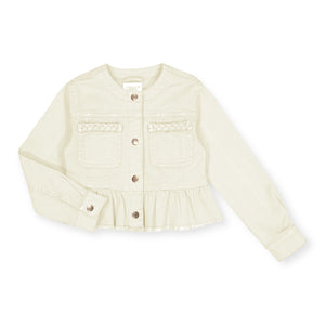 Mayoral Girls Twill Peplum Jacket ~ Natural