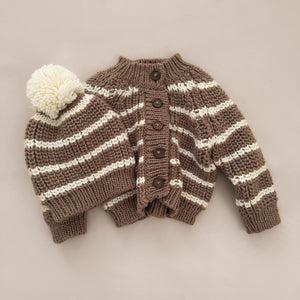 The Blueberry Hill Rib Knit Stripe Hat ~ Tan