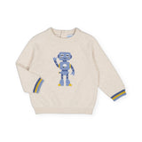 Mayoral Baby Boy Robot Knit Sweater ~ Heathered Cream