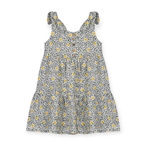 Mayoral Girls Printed Sleeveless Romper w/ Flowers ~ Natural Honey