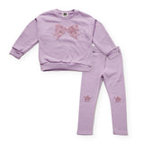 Petite Hailey Nyla Sequin Bow Sweatshirt & Star Patch Leggings Set ~ Purple