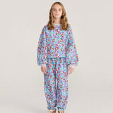 Bobo Choses Girls Watercolor Print Cropped Sweatshirt & Cocoon Sweatpants set ~ Lavender