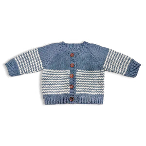 The Blueberry Hill Knit Stripe Cardigan ~ Blue