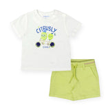 Mayoral Baby Boy Citrusly Cool Tee & Drawstring Shorts Set ~ White/Lime