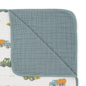 Little Unicorn Cotton Muslin Quilt ~ Work Trucks