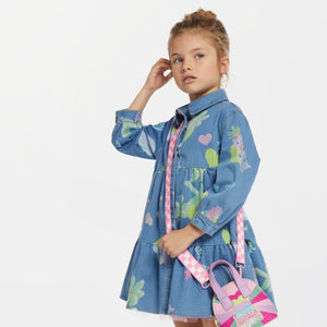 Billieblush Printed Denim Dress w/ Mesh Lining ~ Imaginary World