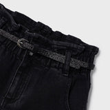 Mayoral Girls Denim Pants w/ Belt ~ Black