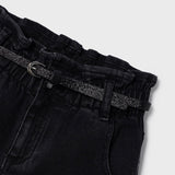 Mayoral Girls Denim Pants w/ Belt 7-12 ~ Black