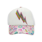 Bari Lynn Trucker Hat ~ Lightening Bolt/Fun Print
