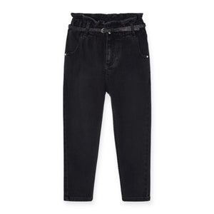 Mayoral Girls Denim Pants w/ Belt 7-12 ~ Black
