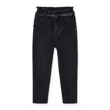 Mayoral Girls Denim Pants w/ Belt 7-12 ~ Black