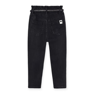 Mayoral Girls Denim Pants w/ Belt 7-12 ~ Black