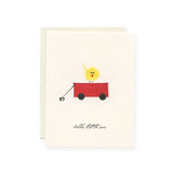 Flaunt Baby Card ~ Hello Little One, Bird on Red Wagon