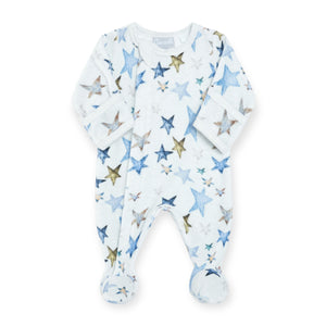 Coccoli Velour Zip Footie ~ Stars/Heather Grey
