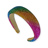 Bari Lynn Fully Crystalized Padded Headband ~ Ombre Rainbow
