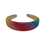 Bari Lynn Fully Crystalized Padded Headband ~ Ombre Rainbow